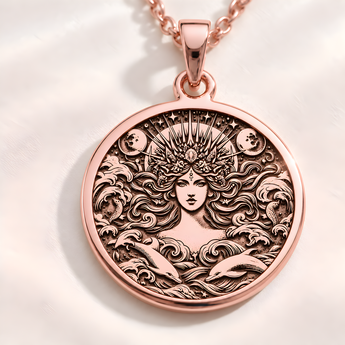 Amphitrite Sea Goddess Necklace - 14K Rose Gold Plated