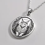 Angel Cat Maine Coon Medallion Pendants 925 925 Sterling Silver cat with wings round pendant necklace