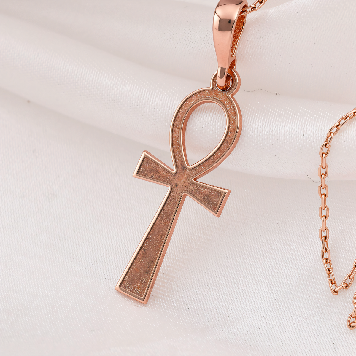 Ankh Key of Life Pendant in a polished rose gold finish.