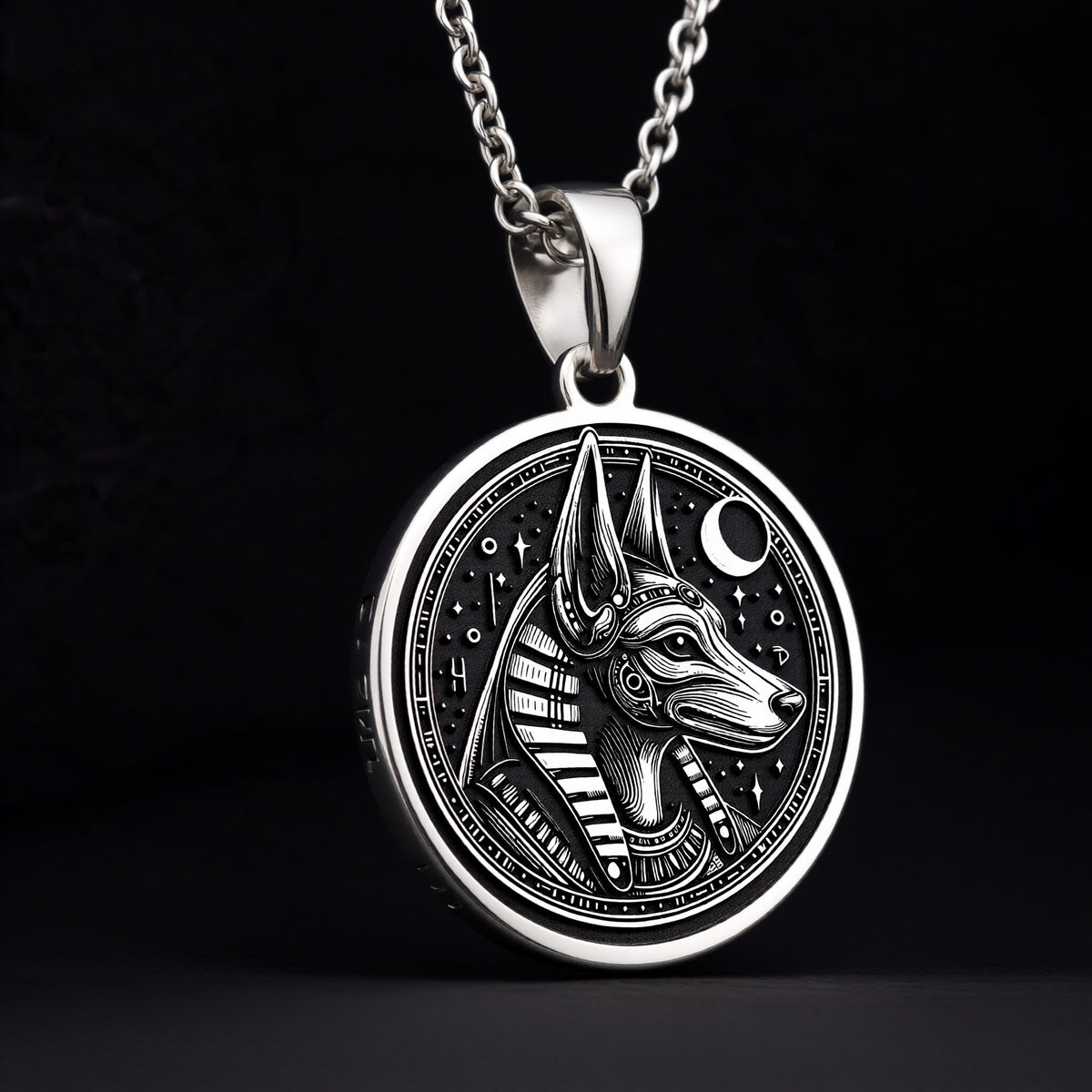 925 Sterling Silver Anubis Necklace crafted with fine detail. A symbolic Egyptian god pendant ideal for mythology lovers. Unisex design, perfect for gifting or wearing as a meaningful spiritual accessory.