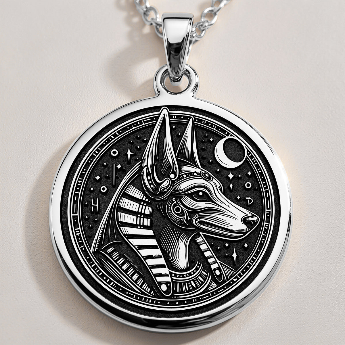 925 Sterling Silver Anubis Necklace crafted with fine detail. A symbolic Egyptian god pendant ideal for mythology lovers. Unisex design, perfect for gifting or wearing as a meaningful spiritual accessory. - View 2