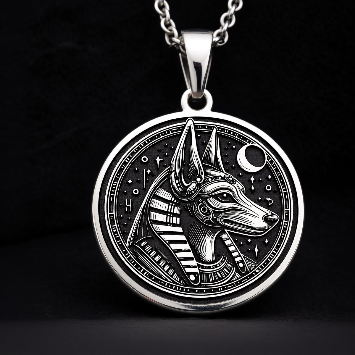 925 Sterling Silver Anubis Necklace crafted with fine detail. A symbolic Egyptian god pendant ideal for mythology lovers. Unisex design, perfect for gifting or wearing as a meaningful spiritual accessory. - View 8