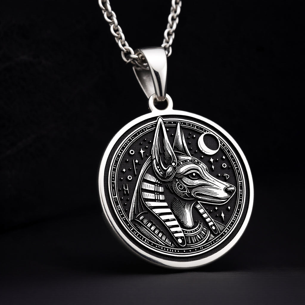 925 Sterling Silver Anubis Necklace crafted with fine detail. A symbolic Egyptian god pendant ideal for mythology lovers. Unisex design, perfect for gifting or wearing as a meaningful spiritual accessory. - View 9