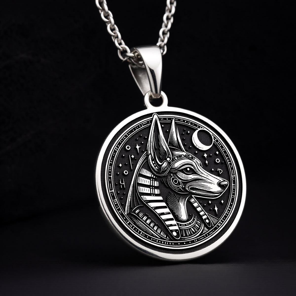 925 Sterling Silver Anubis Necklace crafted with fine detail. A symbolic Egyptian god pendant ideal for mythology lovers. Unisex design, perfect for gifting or wearing as a meaningful spiritual accessory. - View 9