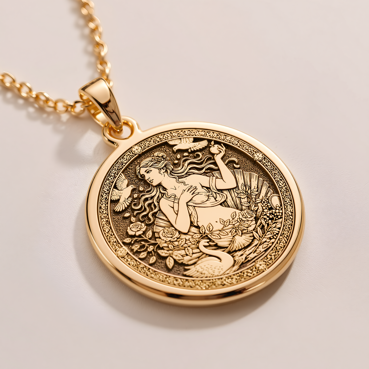 Aphrodite Love Goddess Necklace in 14K Solid Gold - 14K Solid Gold, Left Angle View