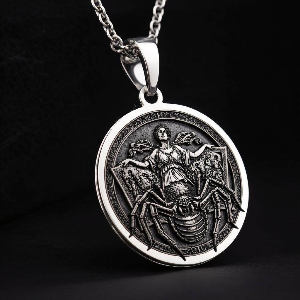 Arachne Spider Necklace: Sterling Silver with arachne necklace silver arachne talisman amulet - View 2