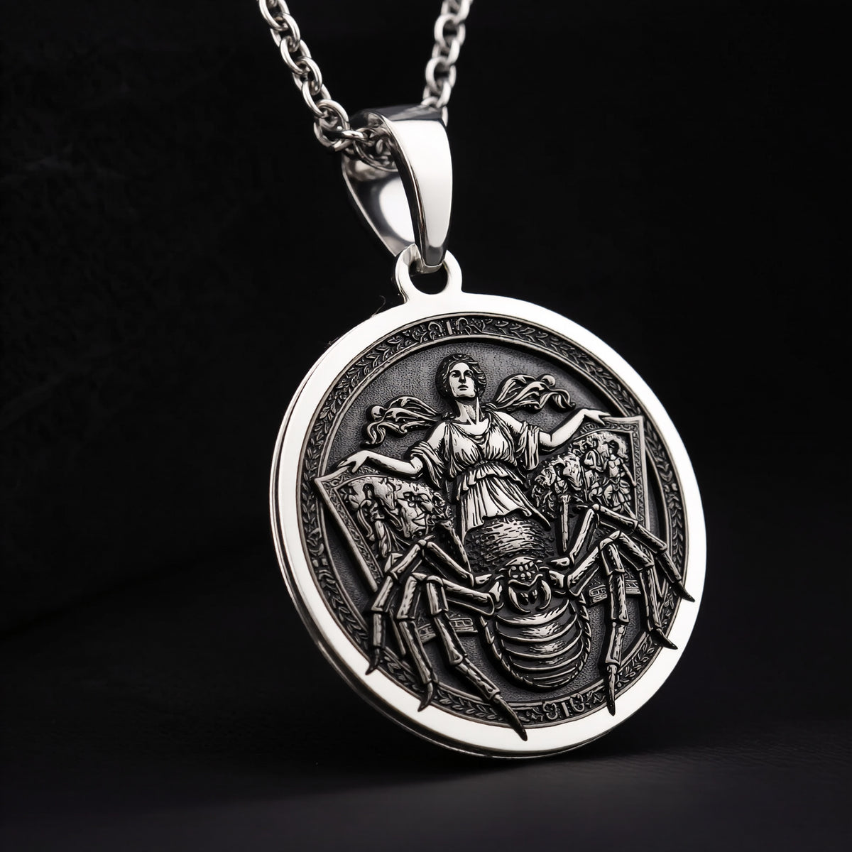 Arachne Spider Necklace: Sterling Silver with arachne necklace silver arachne talisman amulet - View 2