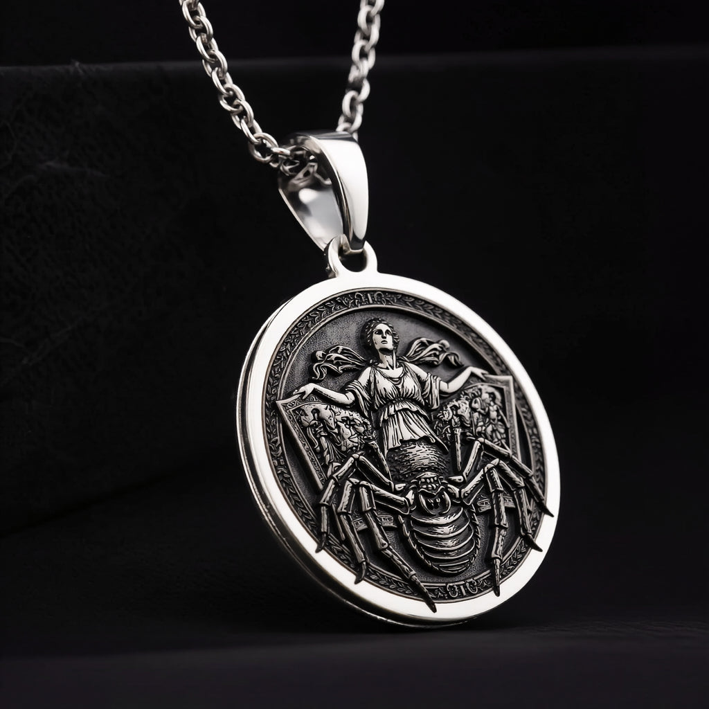 Arachne Spider Necklace: Sterling Silver with arachne necklace silver arachne talisman amulet - View 4