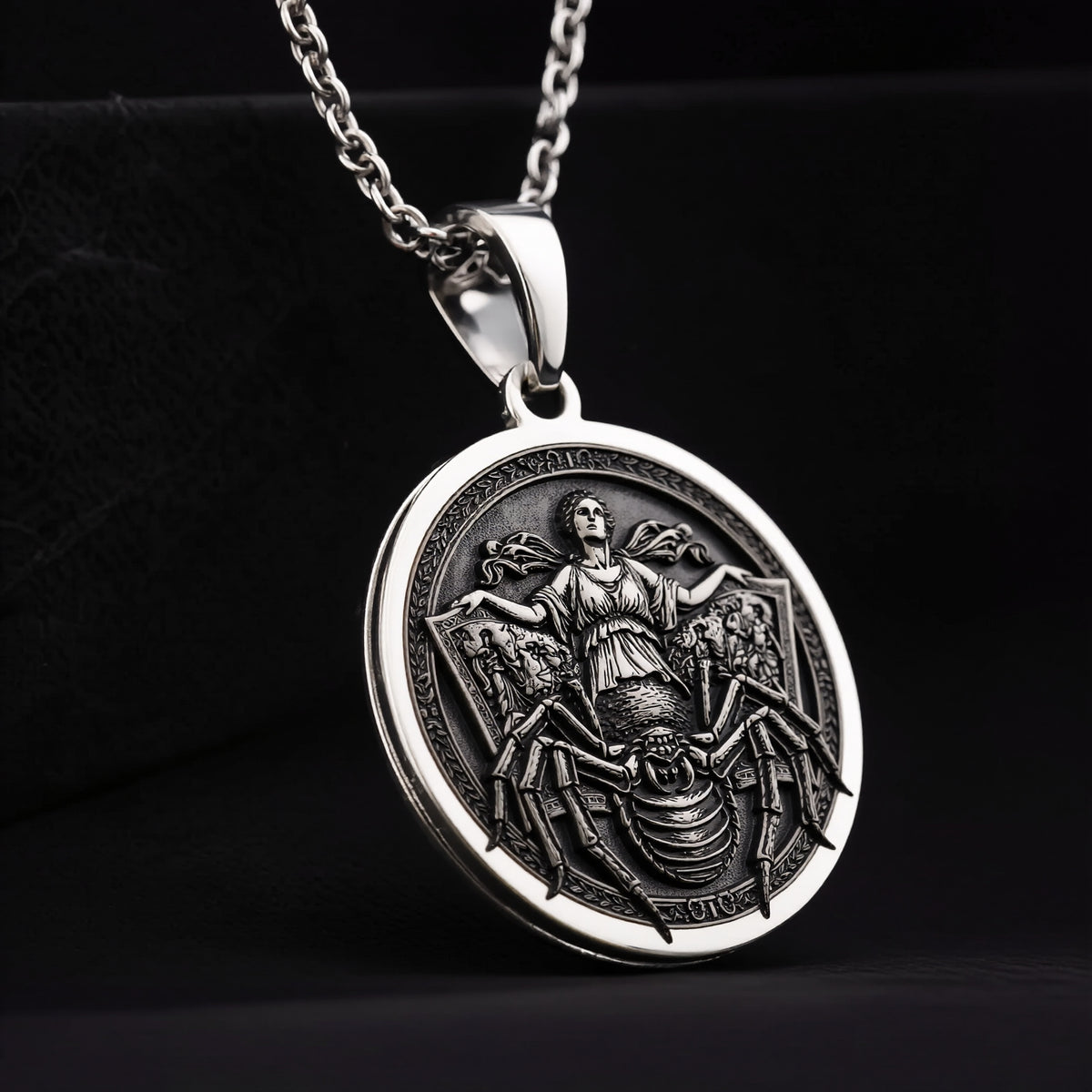 Arachne Spider Necklace: Sterling Silver with arachne necklace silver arachne talisman amulet - View 4