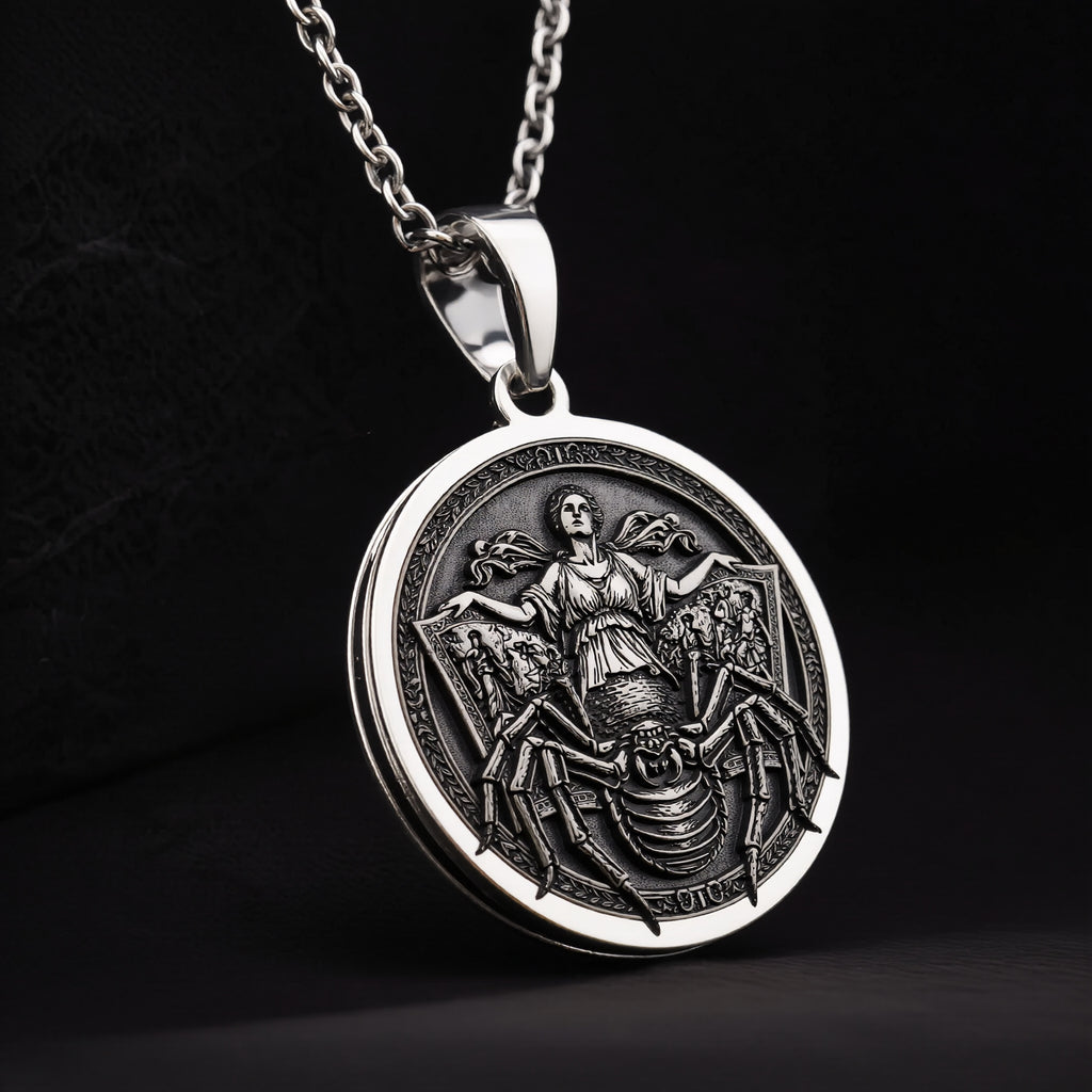 Arachne Spider Necklace: Sterling Silver with arachne necklace silver arachne talisman amulet - View 8