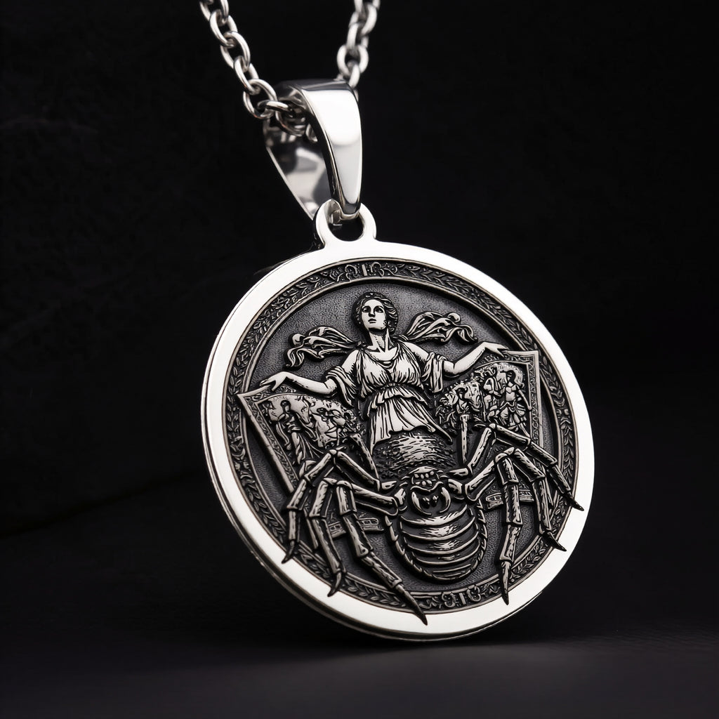 Arachne Spider Necklace: Sterling Silver with arachne necklace silver arachne talisman amulet - View 1