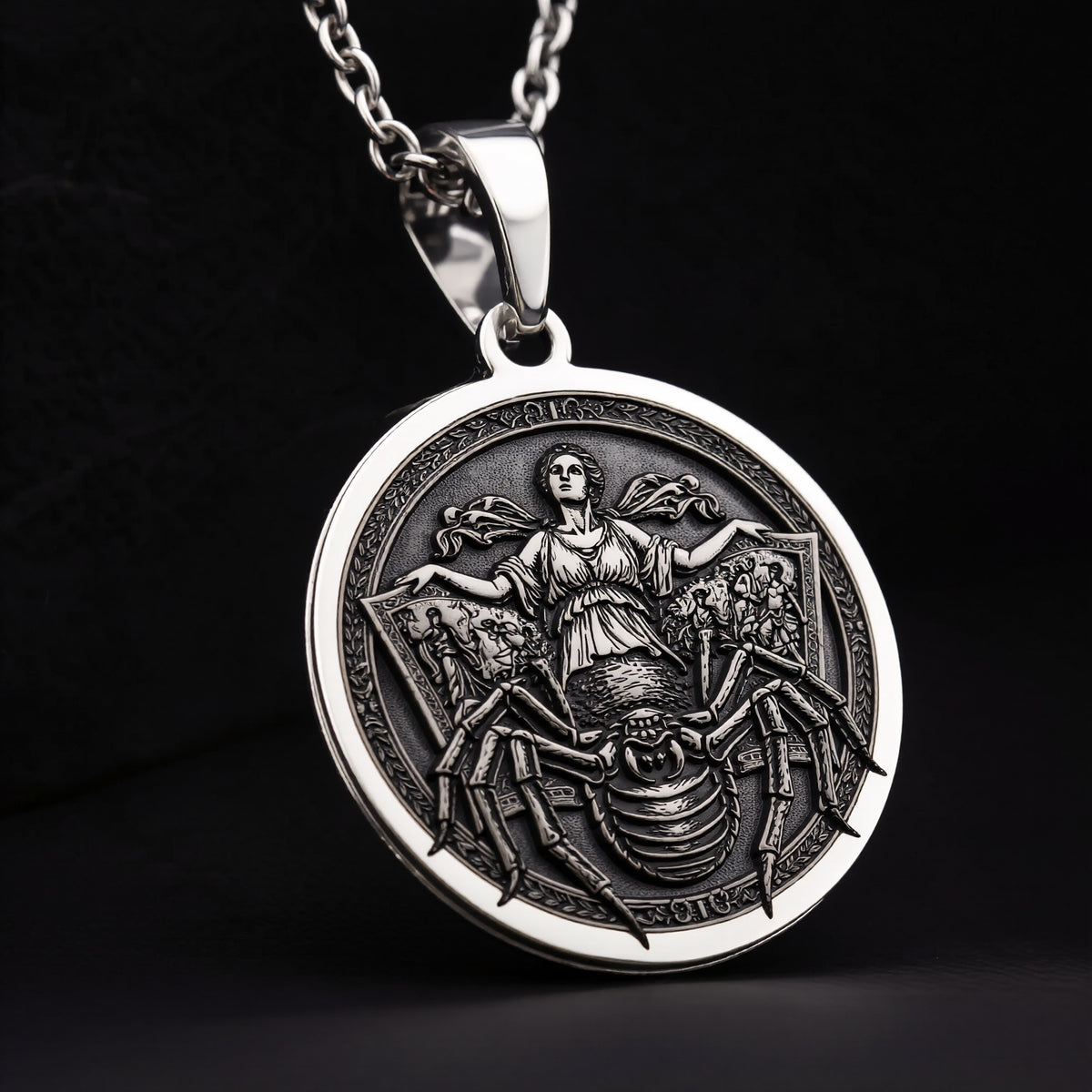 Arachne Spider Necklace: Sterling Silver with arachne necklace silver arachne talisman amulet - View 1