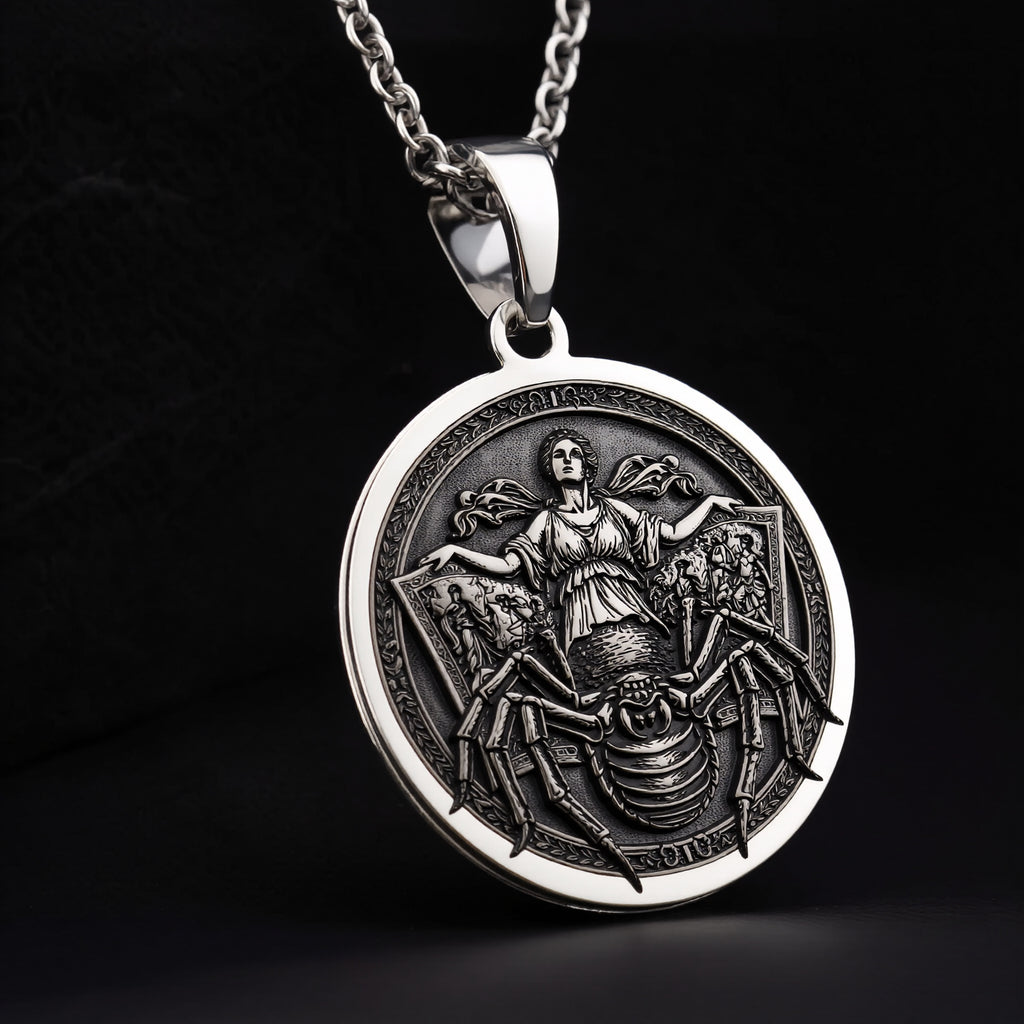 Arachne Spider Necklace: Sterling Silver with arachne necklace silver arachne talisman amulet - View 2