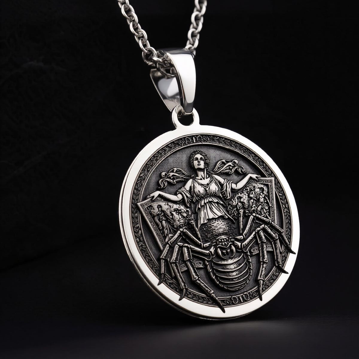 Arachne Spider Necklace: Sterling Silver with arachne necklace silver arachne talisman amulet - View 2