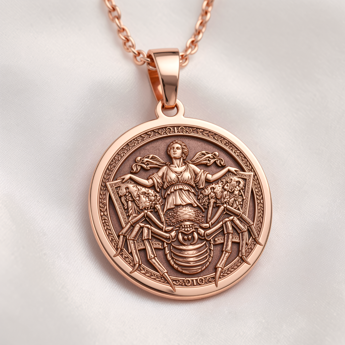 Arachne Spider Talisman Necklace - 14K Rose Gold Plated