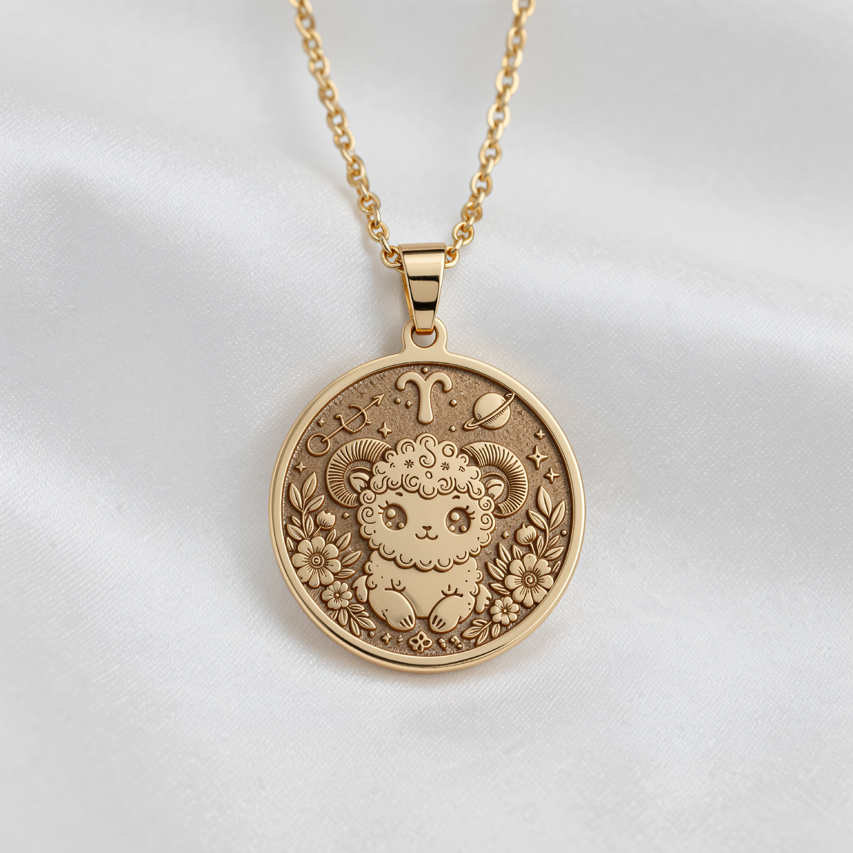 Aries Zodiac Astrological Sign Necklace - 14K Gold Plated