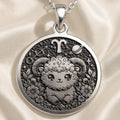 Aries Zodiac Astrological Sign Necklace in 925 Sterling Silver & Plated 18mm — front view — Shop Luminous Luxury Crafts