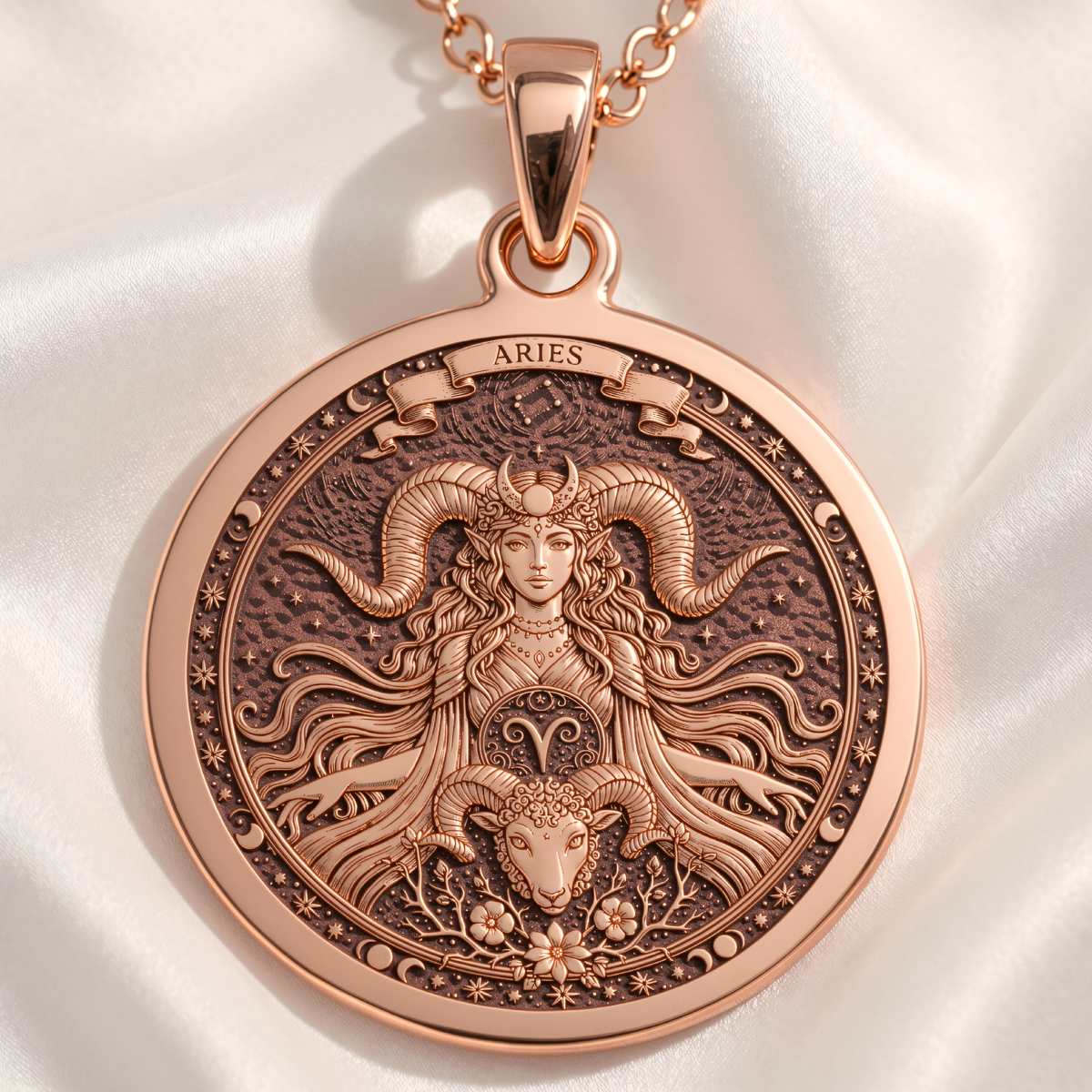 Aries Zodiac Constellation Necklace - 14K Rose Gold Plated