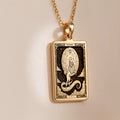 An heirloom-quality 14K solid gold Poodle tarot pendant. The art nouveau design symbolizes elegance, a precious dog mom gift.