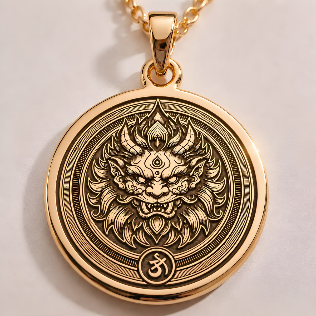 Asura Demon Hindu Pendant - 14K Gold Plated