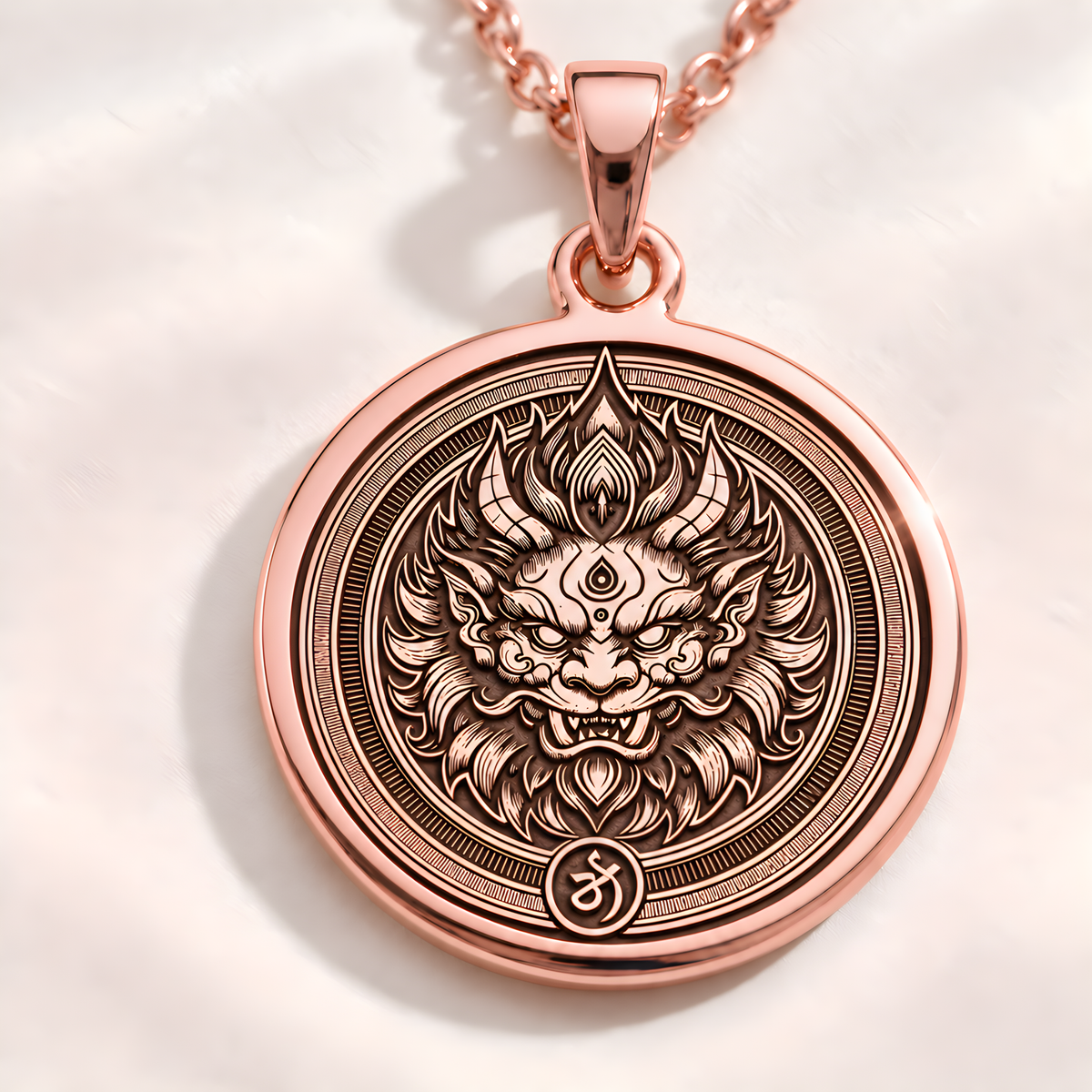 Asura Demon Hindu Pendant - 14K Rose Gold Plated
