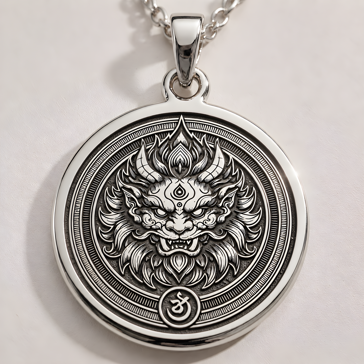 Asura Demon Hindu Pendant - 925 Sterling Silver