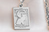 14K Solid Gold The Moon Tarot Card Necklace, Tarot Reading Rectangle Charm, Dainty Tarot Moon Charm, The Moon Necklace