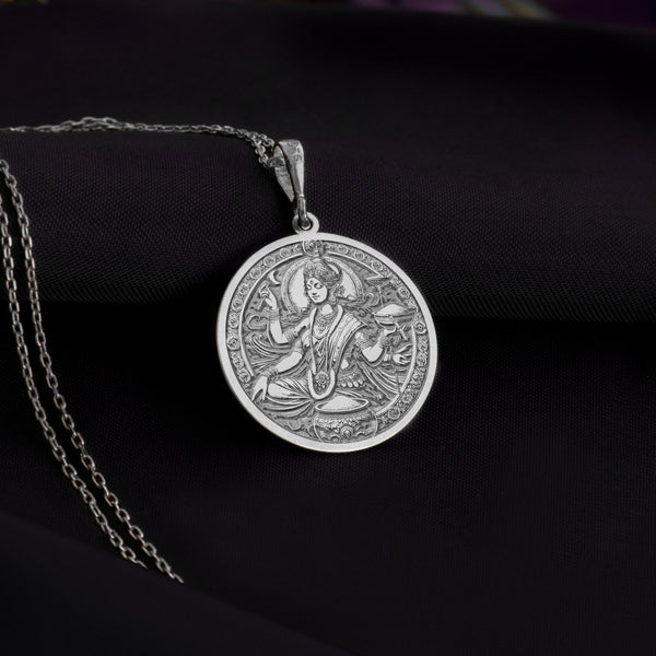 925 sterling silver Annapurna Deva necklace celebrating the goddess of nourishment and abundance. Meticulously handcrafted, this pendant blends spiritual symbolism and elegant design, ideal for meaningful gifts or personal spiritual connection.
