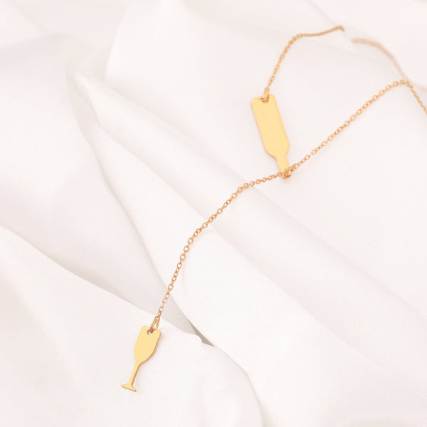 14 K Solid Gold Wine Glass Necklace, Wine Lovers Silver Necklace WineGlass Charm Silver Dainty Full of fine Wine Real Gold Wine Themed gift