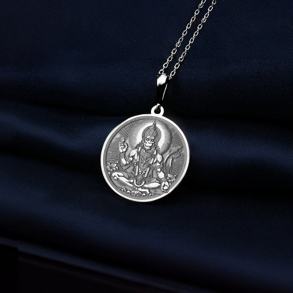 14K Solid Gold Sri Hanuman Charm Necklace, Silver Hanuman Charisa Charm, Bajrang Bali Pendant, Hinduism God Necklace, Hindu God Pendants