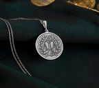 silver Scales of Justice Necklace, personalized with initials or date. Ideal lawyer gift, symbolizes justice, balance, law, equality. Perfect for judges, advocates, law graduates, and Libra zodiac