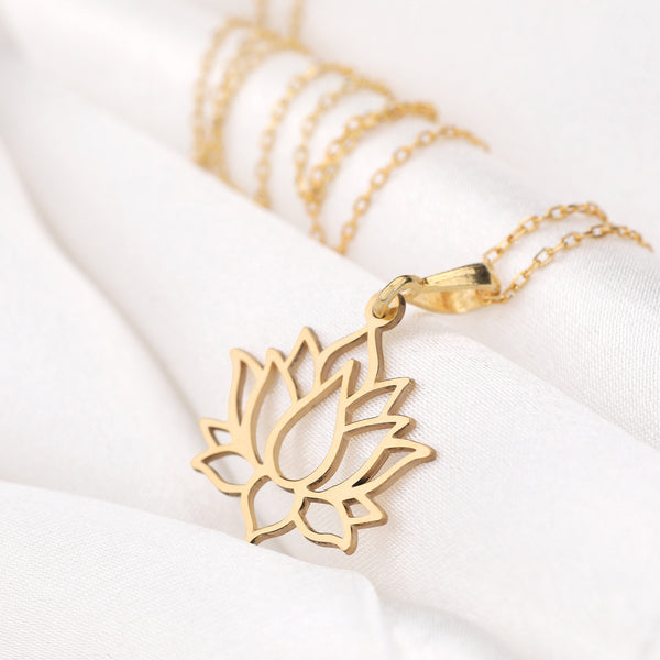 solid gold lotus pendant crafted from real gold, symbolizing purity and transformation, the perfect gift for a loved one or a spiritual milestone.&quot;