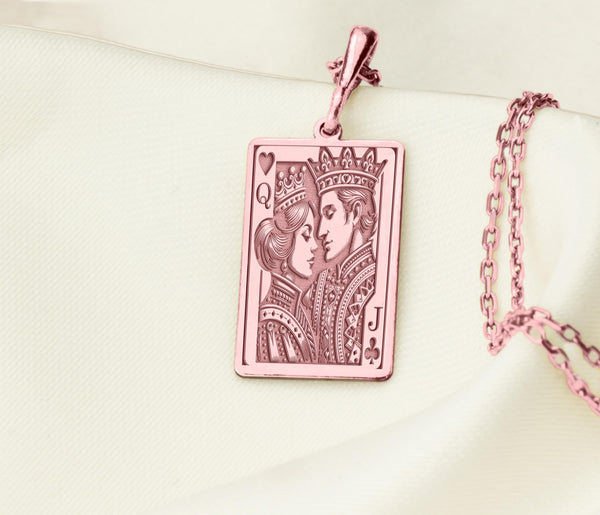 Queen Of Hearts and Jack of Clubs Necklace, Couple Card necklace, Romantic card pendant, Personalized Gifts for her on Valentine's