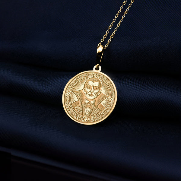 14K Solid Gold Count Dracula Pendant, Count Dracula Silver Charm Pendant, Dracula jewelry, Dracula Vampire Men/Women Charm Necklace