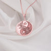 Rose Gold Plated Butterfly Yin Yang Medallion featuring delicate insects within sacred balance symbol. Elegant spiritual jewelry with celestial elements and intricate wing patterns. Warm-toned transformation talisman, perfect for mindfulness gift.