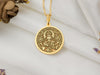 Lakshmi gold charm necklace,Sindhusuta Necklace , Padma Necklace Kamala Necklace Bhargavi Necklace, sri lakshmi gold necklace, sri laksmi necklace, lakshmi gold pendant, lakshmi gold medallion, hindu gold jewelry , hindu goddess charm gold
