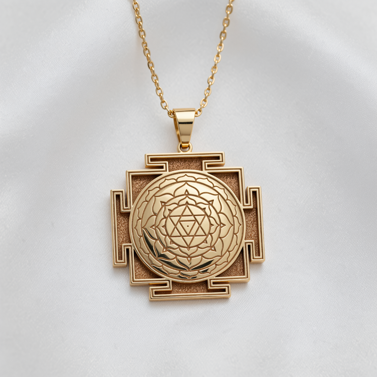 Bagalamukhi Yantra Spiritual Protection Necklace - 14K Gold Plated