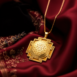 Bagalamukhi Yantra Spiritual Protection Necklace - 14K Solid Gold