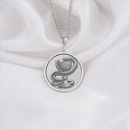 Bowl of Hygieia Necklace Pendants 925 925 Sterling Silver pendant necklace featuring an ornate urn and coiled snake design.