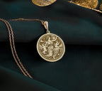 Leto Goddess Necklace Necklaces 14K 14K Gold Plated pendant necklace with classical relief design and circular shape