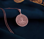 Rose Gold Plated Tree Of Life necklace, featuring a detailed Mother Earth engraving with an intricate tree design. A meaningful feminine energy and renewal pendant, perfect for spiritual seekers