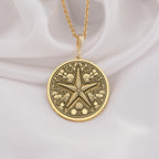 14k gold starfish necklace with ocean-inspired design. A dainty beach pendant perfect for nature lovers. Elegant minimalist jewelry ideal as a gift for women on special occasions, birthdays, or anniversaries, crafted from premium 14k gold.