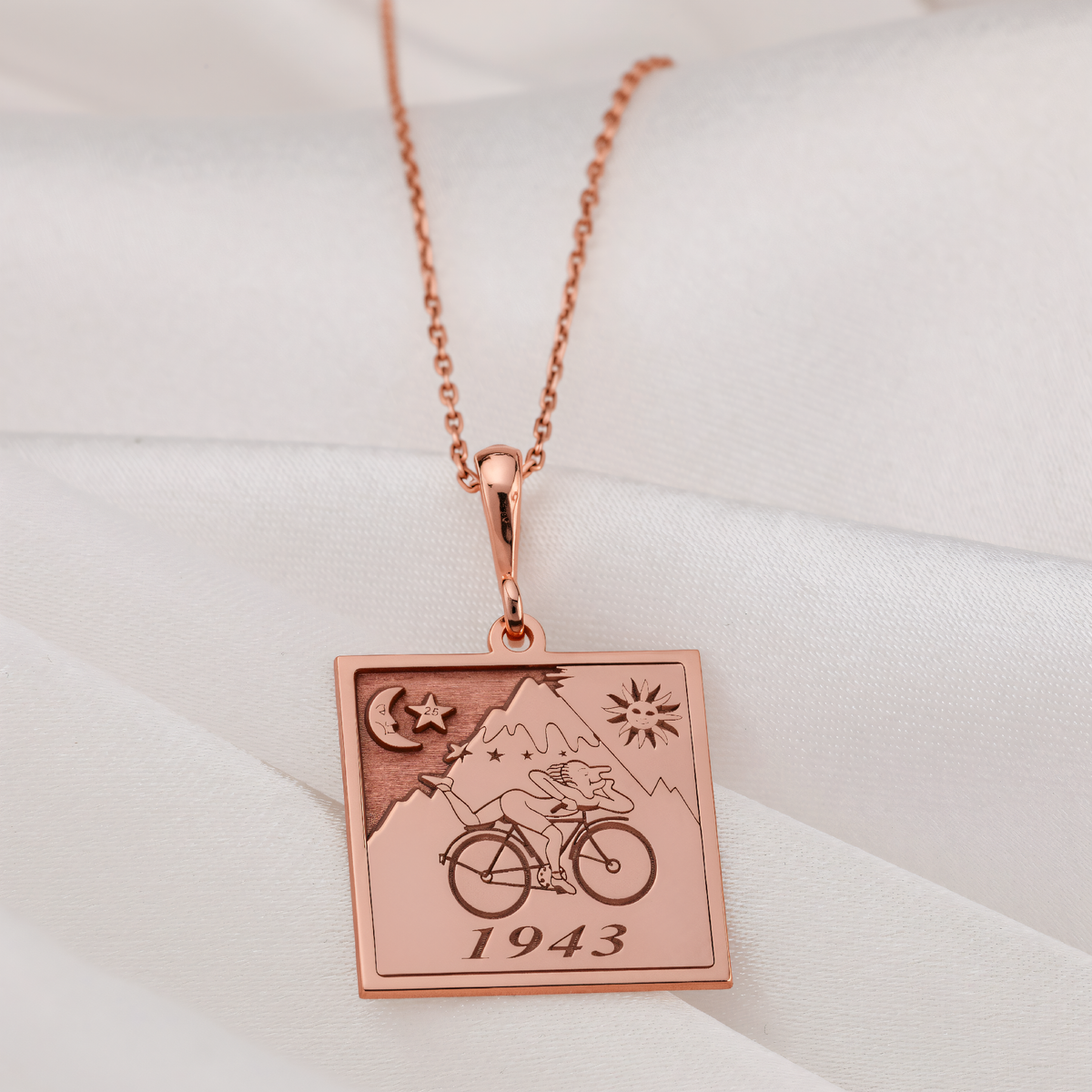 Bicycle Ride LSD Charm in a polished rose gold finish.