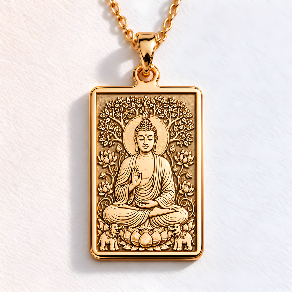 Buddha Pendant Necklace: 14K Gold, Meditation Charm, Zen Yoga Jewelry - View 2