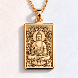 Buddha Pendant Necklace: 14K Gold, Meditation Charm, Zen Yoga Jewelry - View 2