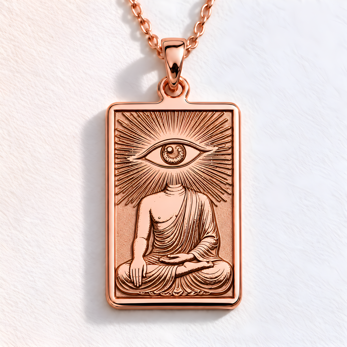 Buddha Third Eye Pendant - 14K Rose Gold Plated