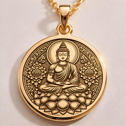 Buddha Necklace: 14K Gold with buddha gold necklace 14k solid zen talisman amulet - View 48