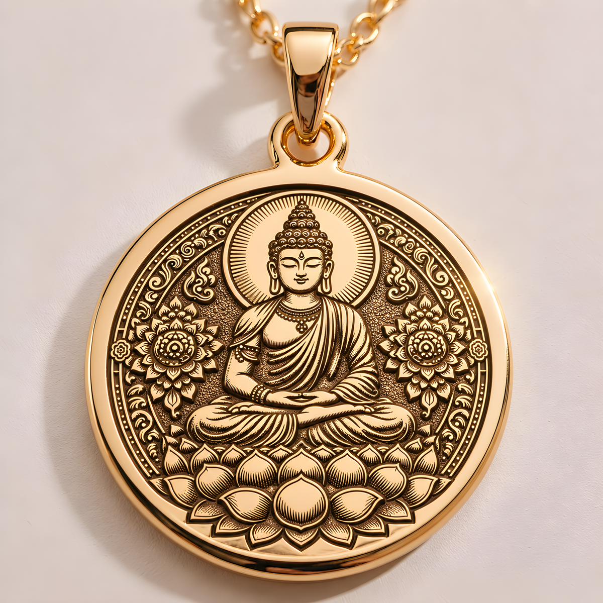 Buddha Necklace: 14K Gold with buddha gold necklace 14k solid zen talisman amulet - View 48