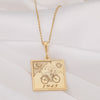 gold Albert HoffmannBicycle Ride Necklace | 14K Solid Gold LSD Charm Jewelry | Trippy Hippie Necklace | Unique Molecule Pendant