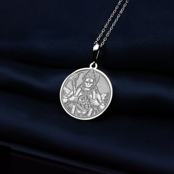 14K Solid Gold Sri Hanuman Charisa Charm Necklace, Silver Hanuman Sita Rama Necklace, Personalized Hanuman Charm Pendant, God of Strenght